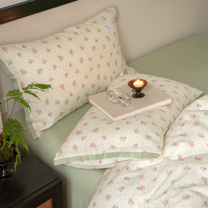 91家纺网 家纺一手货源 找家纺 时光里 2024新款A类全棉双层纱四件套 后花园