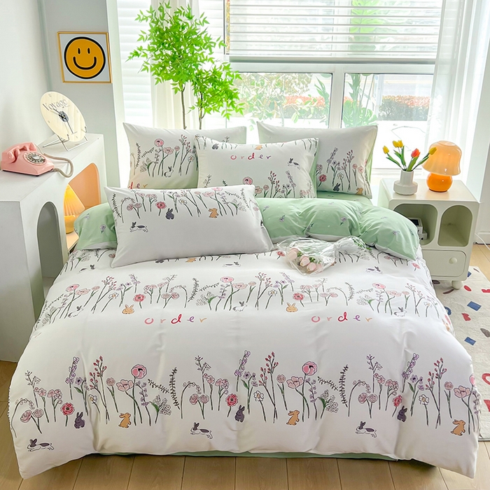 91家纺网 家纺一手货源 找家纺 雲归梦 2024新款全棉13070多规格四件套 花园兔