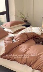 91家纺网 家纺一手货源 找家纺 时光里 2024新款天丝棉四件套 拿铁棕拼燕麦奶