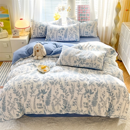 91家纺网 家纺一手货源 找家纺 多品家纺 2024新款水洗棉麻单被套 幽兰