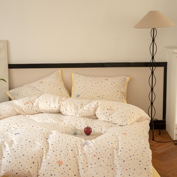 91家纺网 家纺一手货源 找家纺 时光里 2024新款A类全棉双层纱四件套 阳光彩石