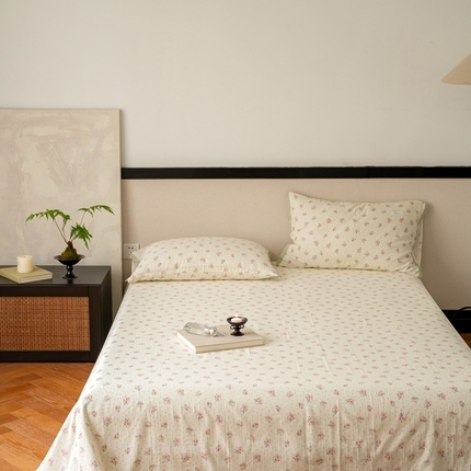 91家纺网 家纺一手货源 找家纺 （总）时光里 2024新款A类全棉双层纱床单