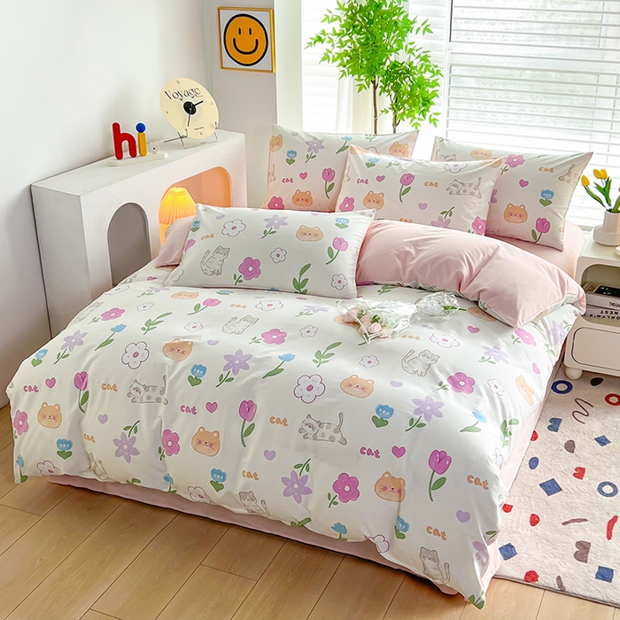 91家纺网 家纺一手货源 找家纺 雲归梦 2024新款全棉13070多规格四件套 幸福猫