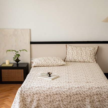 91家纺网 家纺一手货源 找家纺 （总）时光里 2024新款A类全棉双层纱床单