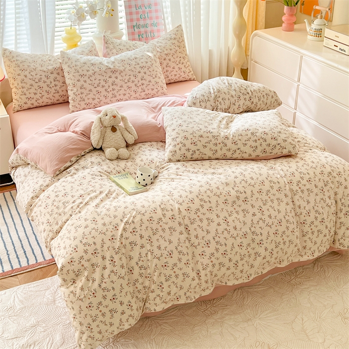 91家纺网 家纺一手货源 找家纺 多品家纺 2024新款水洗棉麻单被套 沫冉