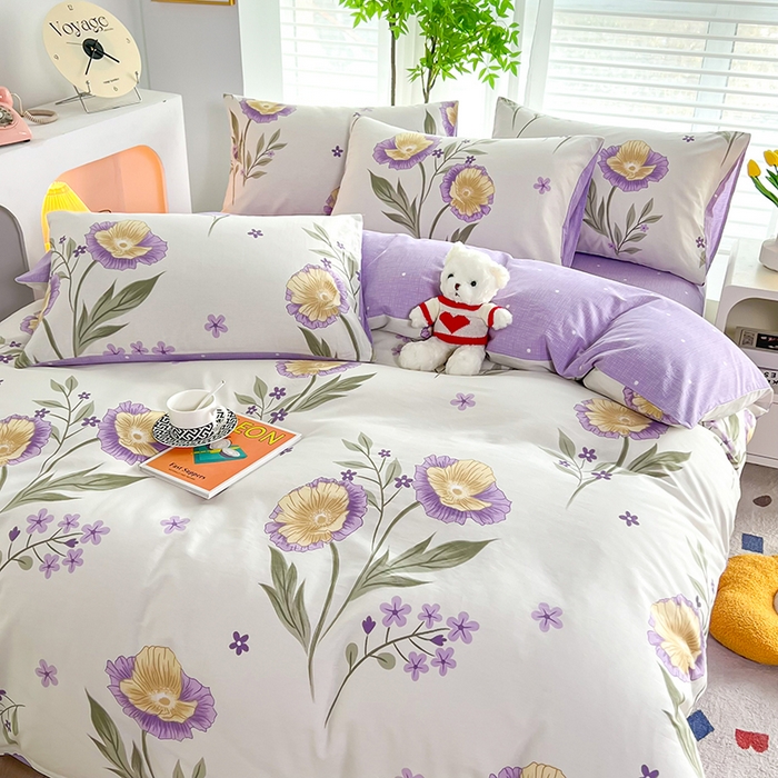 91家纺网 家纺一手货源 找家纺 雲归梦 2024新款全棉13070多规格四件套 虞美人之香（紫）