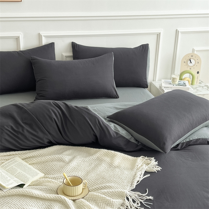 91家纺网 家纺一手货源 找家纺 多品家纺 2024新款日式无印风纯色双拼全棉单被套 赫本风