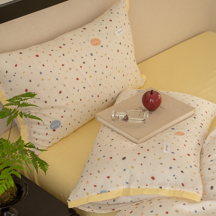 91家纺网 家纺一手货源 找家纺 时光里 2024新款A类全棉双层纱四件套 阳光彩石