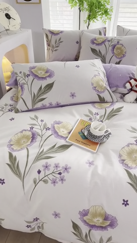 91家纺网 家纺一手货源 找家纺 雲归梦 2024新款全棉13070多规格四件套 虞美人之香（紫）