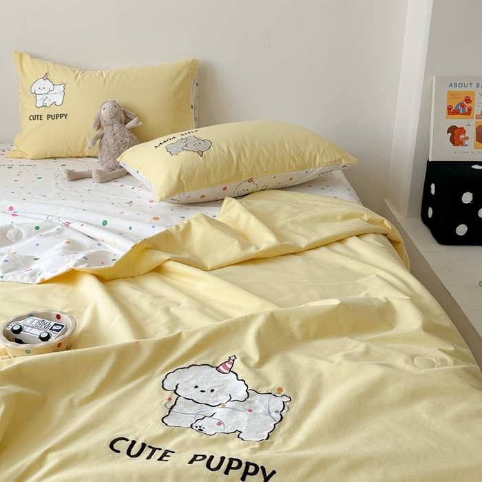 91家纺网 家纺一手货源 找家纺 （总）柚子YOUTH 2024新款小卡通全棉印+绣夏被四件套