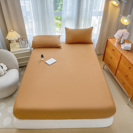 宏源家纺 2024新款超柔水洗云朵棉床笠 深咖