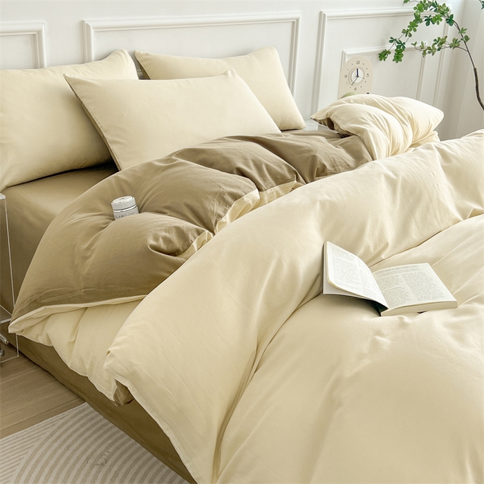 91家纺网 家纺一手货源 找家纺 多品家纺 2024新款日式无印风纯色双拼全棉单被套 桂月