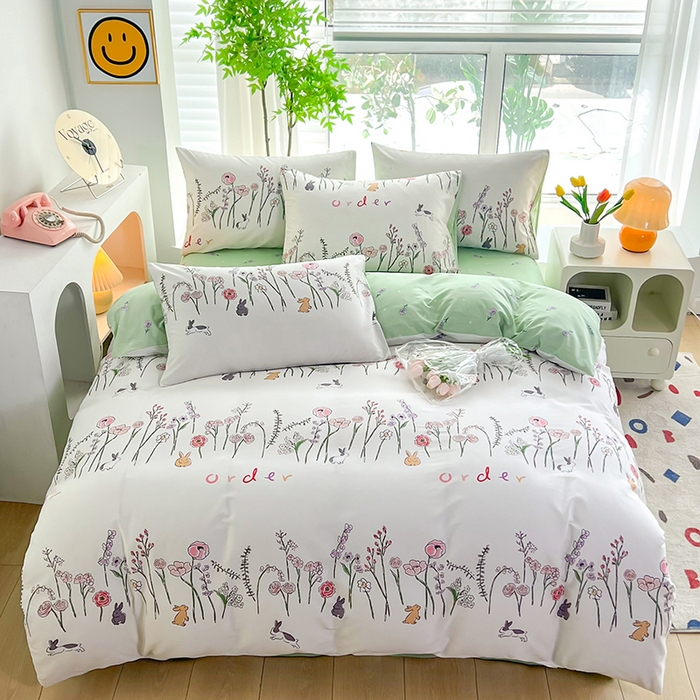 91家纺网 家纺一手货源 找家纺 雲归梦 2024新款全棉13070多规格四件套 花园兔