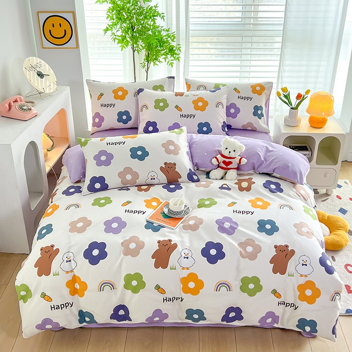 91家纺网 家纺一手货源 找家纺 雲归梦 2024新款全棉13070多规格四件套 快乐熊