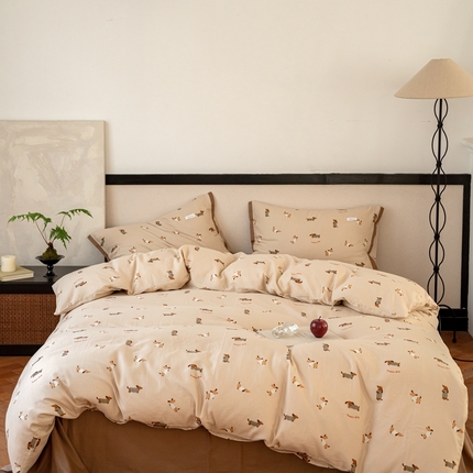 91家纺网 家纺一手货源 找家纺 （总）时光里 2024新款A类全棉双层纱四件套