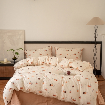 时光里 2024新款A类全棉双层纱四件套 曲奇饼干