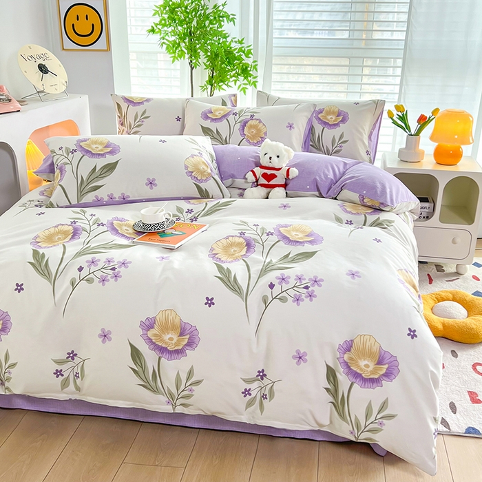 91家纺网 家纺一手货源 找家纺 雲归梦 2024新款全棉13070多规格四件套 虞美人之香（紫）