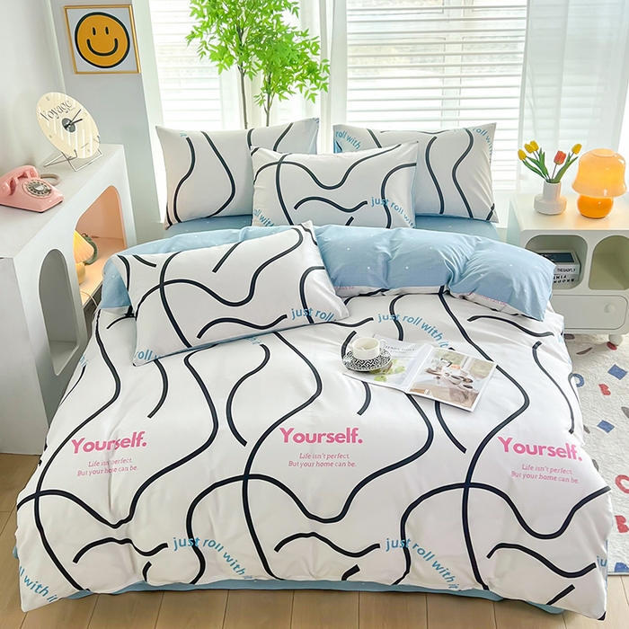 91家纺网 家纺一手货源 找家纺 雲归梦 2024新款全棉13070多规格四件套 自由线条