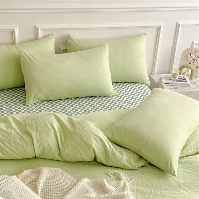 91家纺网 家纺一手货源 找家纺 多品家纺 2024新款日式无印风纯色双拼全棉单被套 竹月