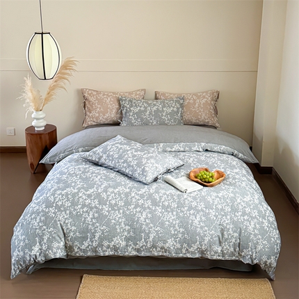 91家纺网 家纺一手货源 找家纺 （总）山舍家居 2024新款三层全棉提花四件套-野绘霜枝