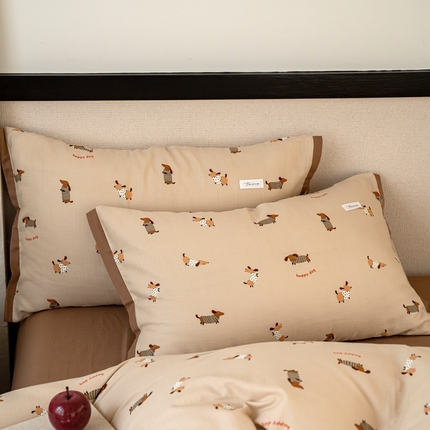 91家纺网 家纺一手货源 找家纺 （总）时光里 2024新款A类全棉双层纱单枕套