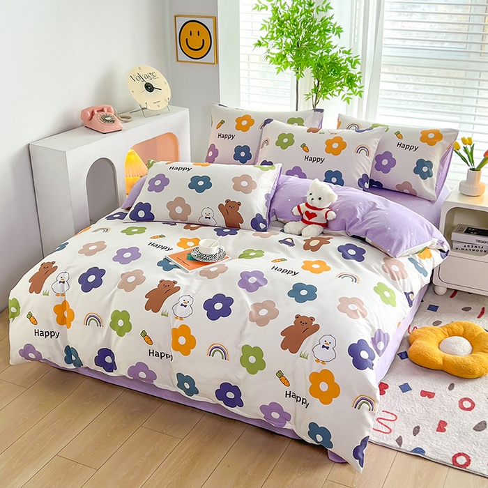 91家纺网 家纺一手货源 找家纺 雲归梦 2024新款全棉13070多规格四件套 快乐熊