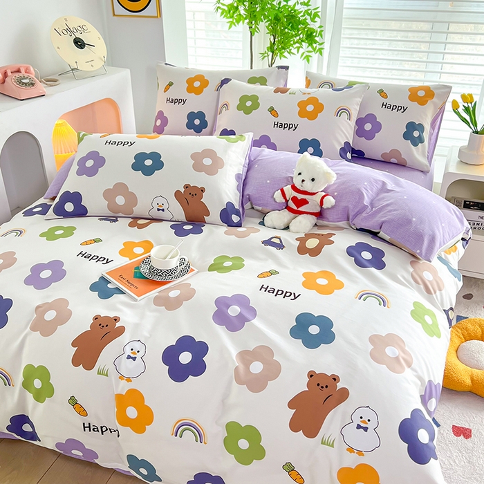 91家纺网 家纺一手货源 找家纺 雲归梦 2024新款全棉13070多规格四件套 快乐熊