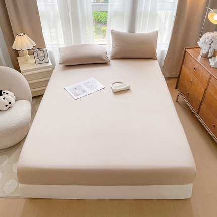 宏源家纺 2024新款超柔水洗云朵棉床笠 浅咖