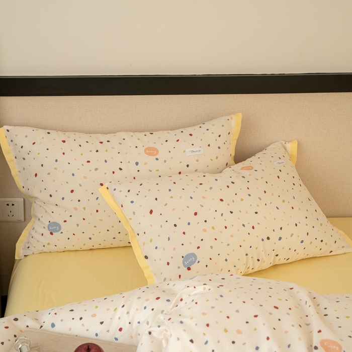 91家纺网 家纺一手货源 找家纺 时光里 2024新款A类全棉双层纱四件套 阳光彩石