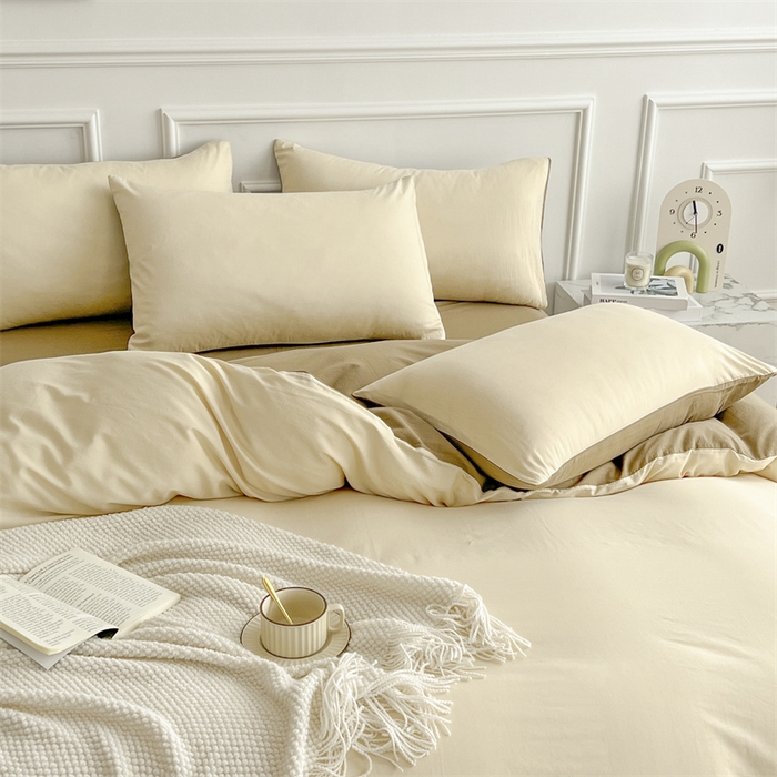 91家纺网 家纺一手货源 找家纺 多品家纺 2024新款日式无印风纯色双拼全棉单被套 桂月