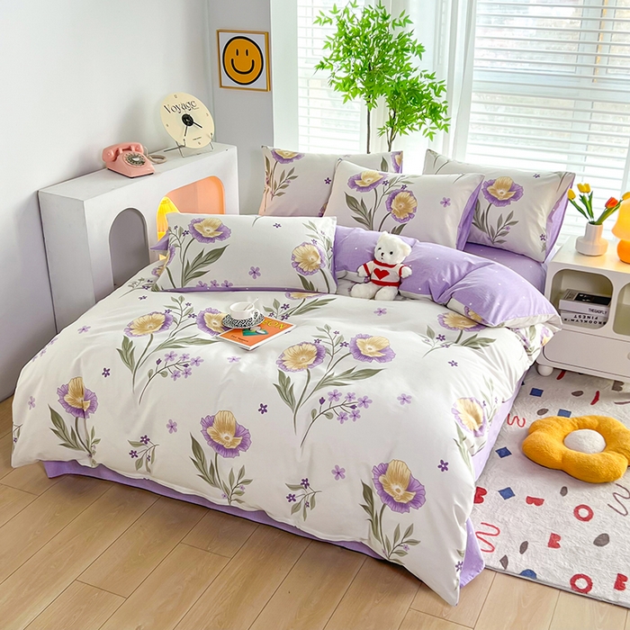 91家纺网 家纺一手货源 找家纺 雲归梦 2024新款全棉13070多规格四件套 虞美人之香（紫）