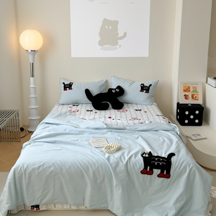 91家纺网 家纺一手货源 找家纺 （总）柚子YOUTH 2024新款小卡通全棉印+绣夏被四件套