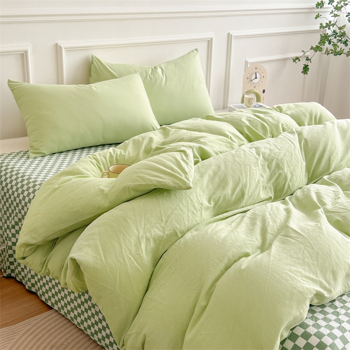 91家纺网 家纺一手货源 找家纺 多品家纺 2024新款日式无印风纯色双拼全棉单被套 竹月