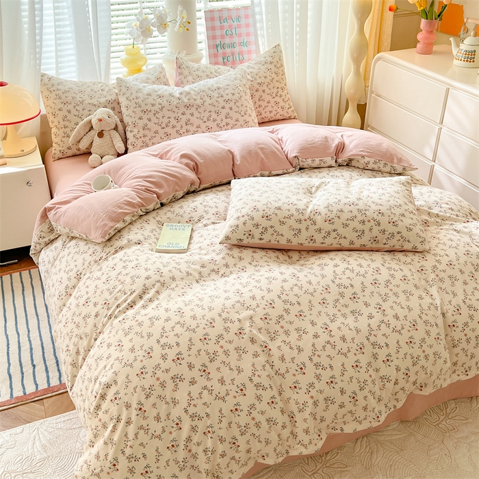 91家纺网 家纺一手货源 找家纺 多品家纺 2024新款水洗棉麻单被套 沫冉