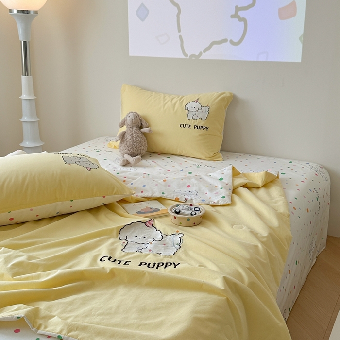 91家纺网 家纺一手货源 找家纺 （总）柚子YOUTH 2024新款小卡通全棉印+绣夏被四件套