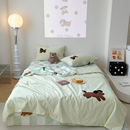 91家纺网 家纺一手货源 找家纺 （总）柚子YOUTH 2024新款小卡通全棉印+绣夏被四件套