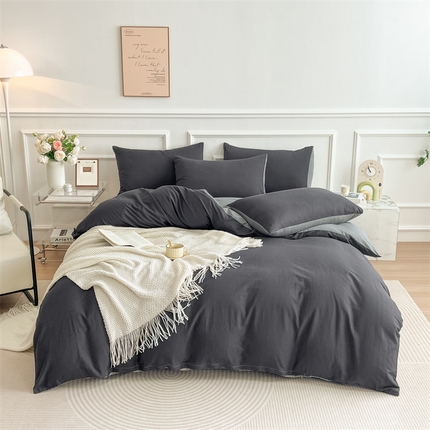 多品家纺 2024新款日式无印风纯色双拼全棉单被套 赫本风