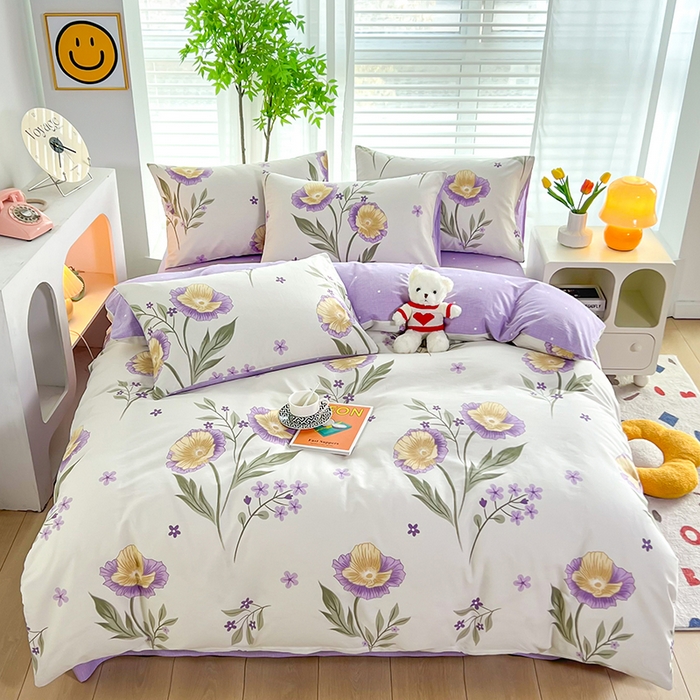 91家纺网 家纺一手货源 找家纺 雲归梦 2024新款全棉13070多规格四件套 虞美人之香（紫）