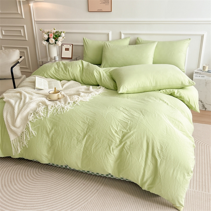 91家纺网 家纺一手货源 找家纺 多品家纺 2024新款日式无印风纯色双拼全棉单被套 竹月