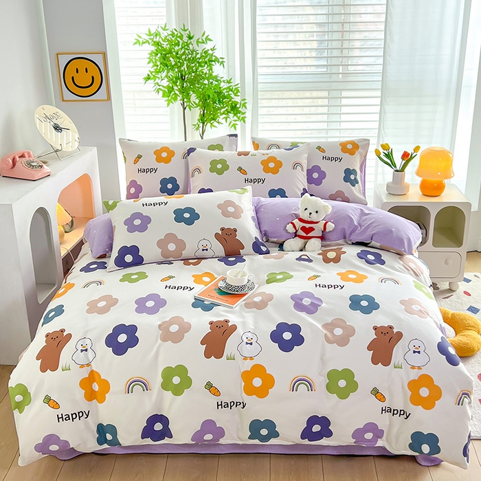 91家纺网 家纺一手货源 找家纺 雲归梦 2024新款全棉13070多规格四件套 快乐熊