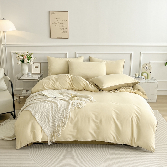 91家纺网 家纺一手货源 找家纺 多品家纺 2024新款日式无印风纯色双拼全棉单被套 桂月