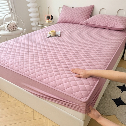 91家纺网 家纺一手货源 找家纺 糯米猪家纺 2024新款全棉水洗棉大豆夹棉床笠 罗兰紫