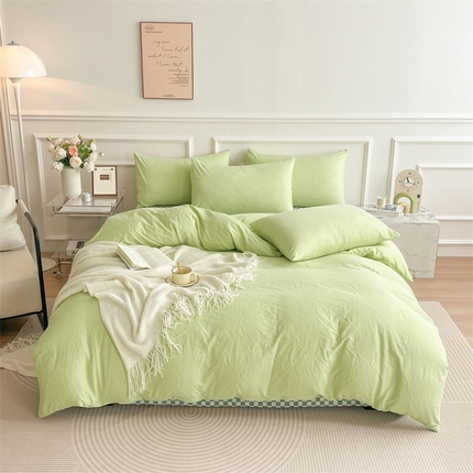 多品家纺 2024新款日式无印风纯色双拼全棉单被套 竹月