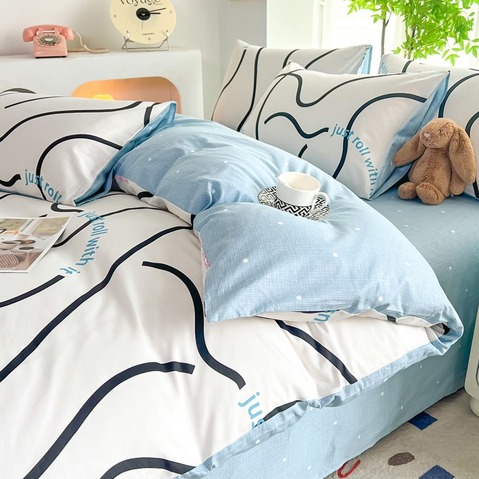 91家纺网 家纺一手货源 找家纺 雲归梦 2024新款全棉13070多规格四件套 自由线条