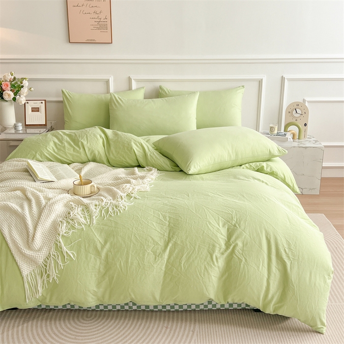 91家纺网 家纺一手货源 找家纺 多品家纺 2024新款日式无印风纯色双拼全棉单被套 竹月