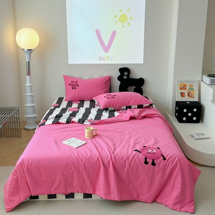 91家纺网 家纺一手货源 找家纺 （总）柚子YOUTH 2024新款小卡通全棉印+绣夏被四件套