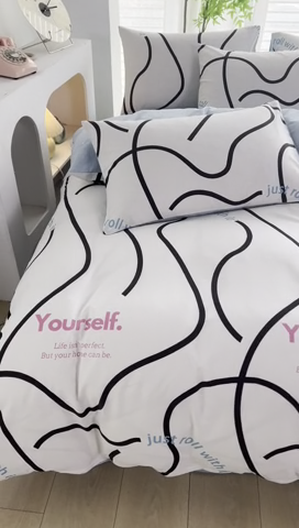 91家纺网 家纺一手货源 找家纺 雲归梦 2024新款全棉13070多规格四件套 自由线条