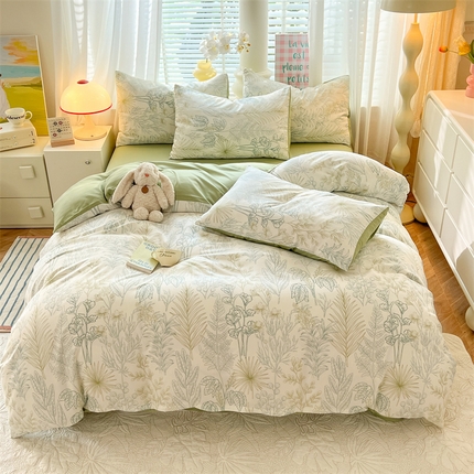 91家纺网 家纺一手货源 找家纺 多品家纺 2024新款水洗棉麻单被套 雨林风