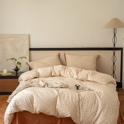 91家纺网 家纺一手货源 找家纺 （总）时光里 2024新款A类全棉双层纱四件套