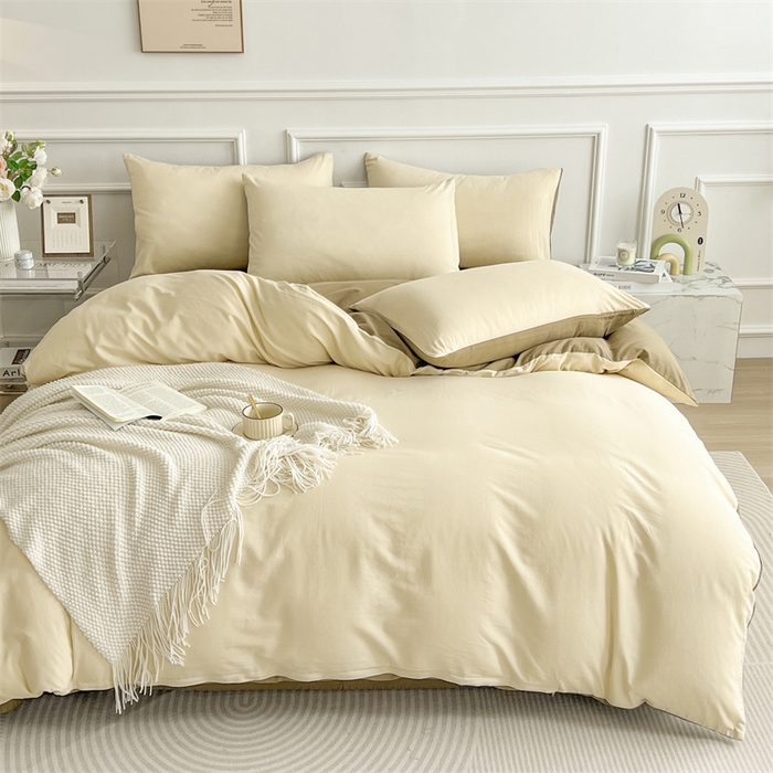 91家纺网 家纺一手货源 找家纺 多品家纺 2024新款日式无印风纯色双拼全棉单被套 桂月